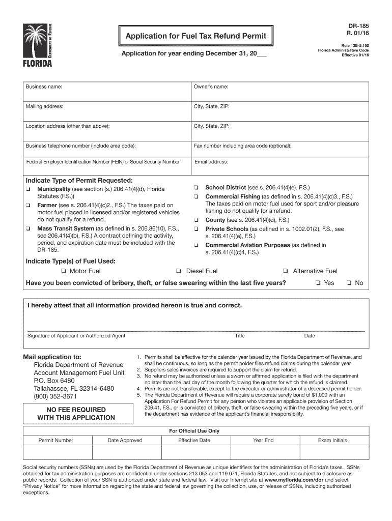  Florida Fuel Permit 2016-2024