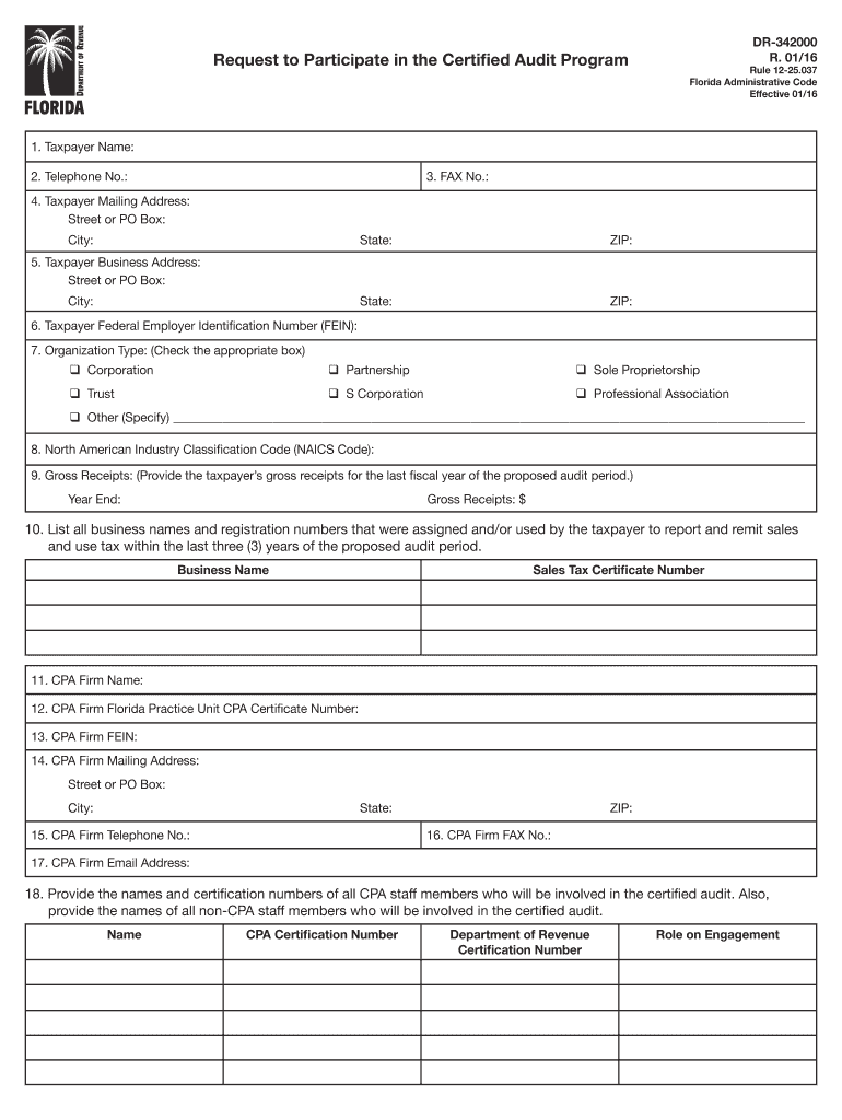  Request to Participate in the Certified Audit Program 2016