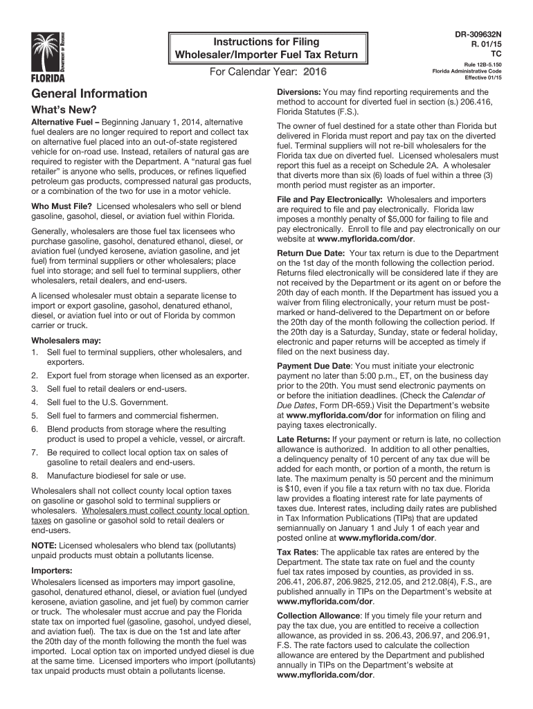  Form DR 309632N  Florida Department of Revenue  MyFlorida Com 2016