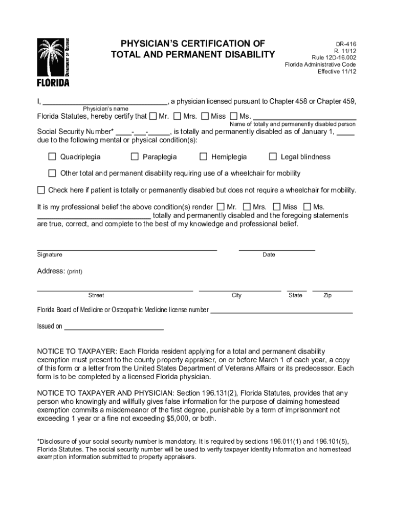  Florida Dr 416 Form 2012-2024