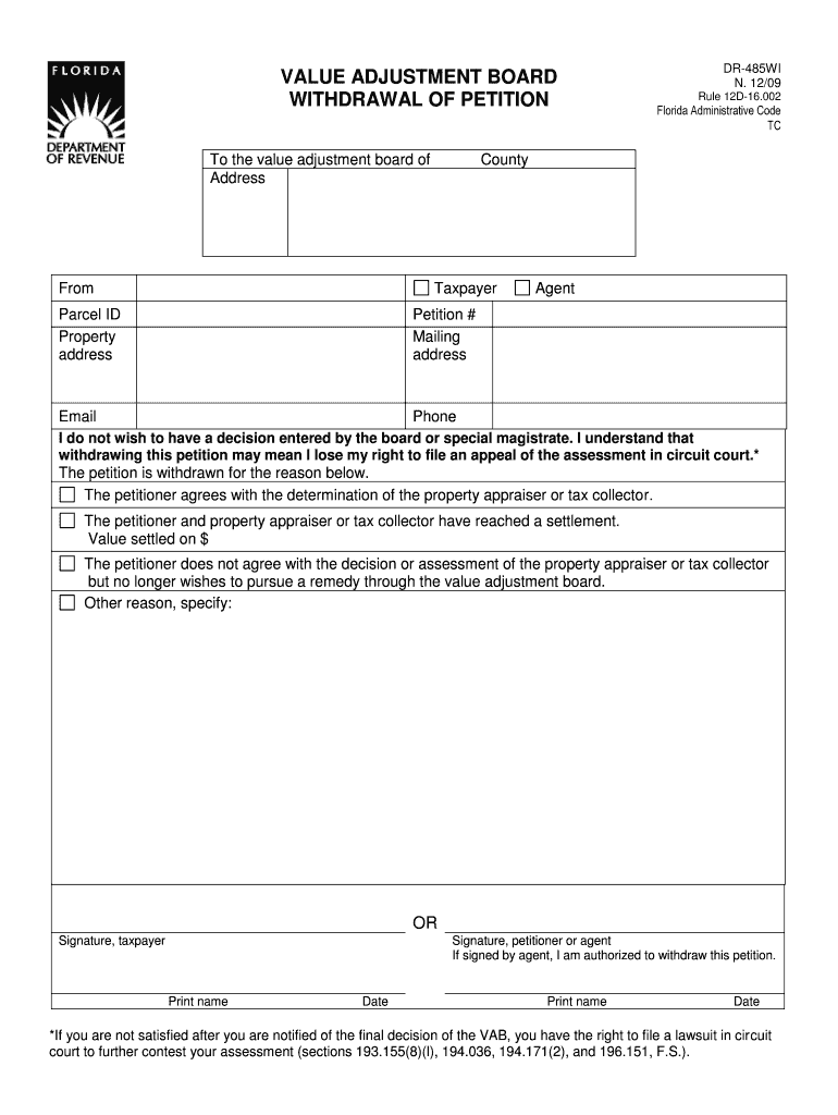  Uniform Policies and Procedures Manual for Value Adjustment Board 2009