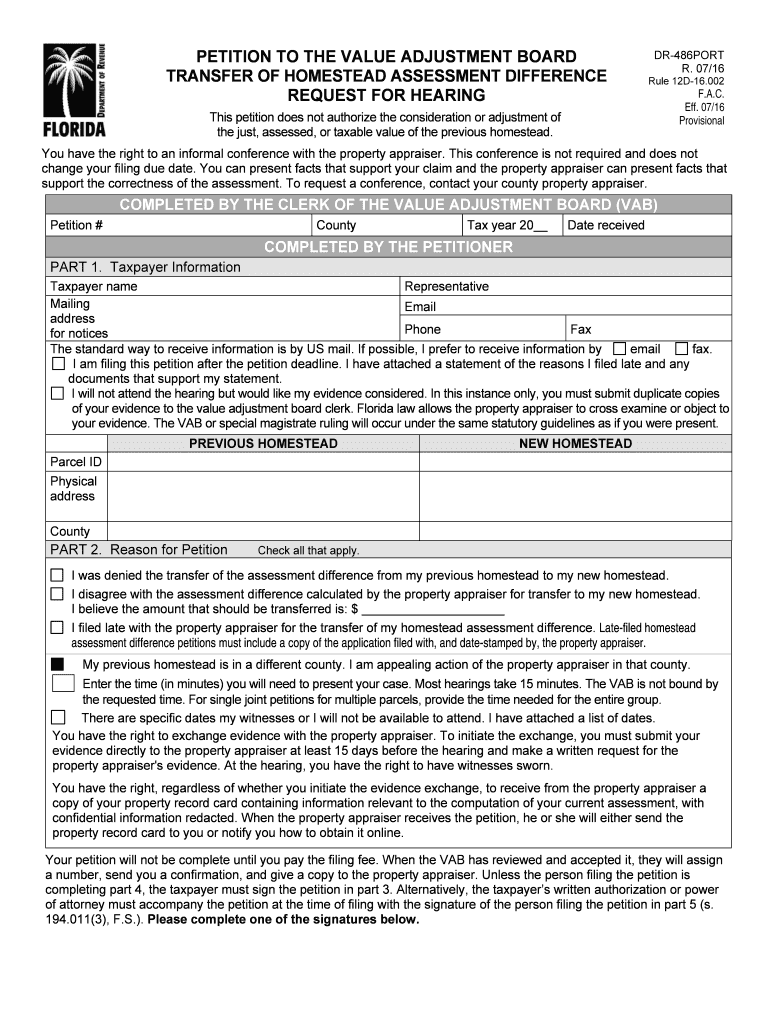  DR 486PORT R 07 16 VAB Petition Portability 2016