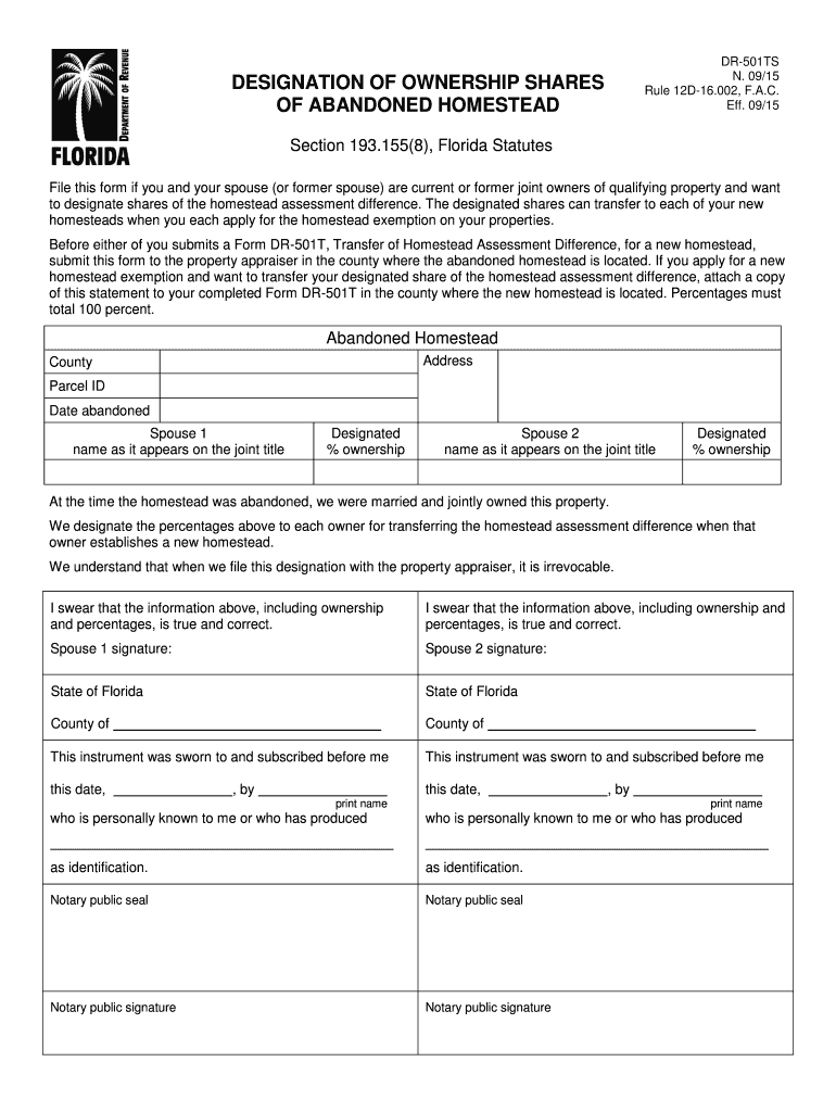  Dr 501ts Form 2015