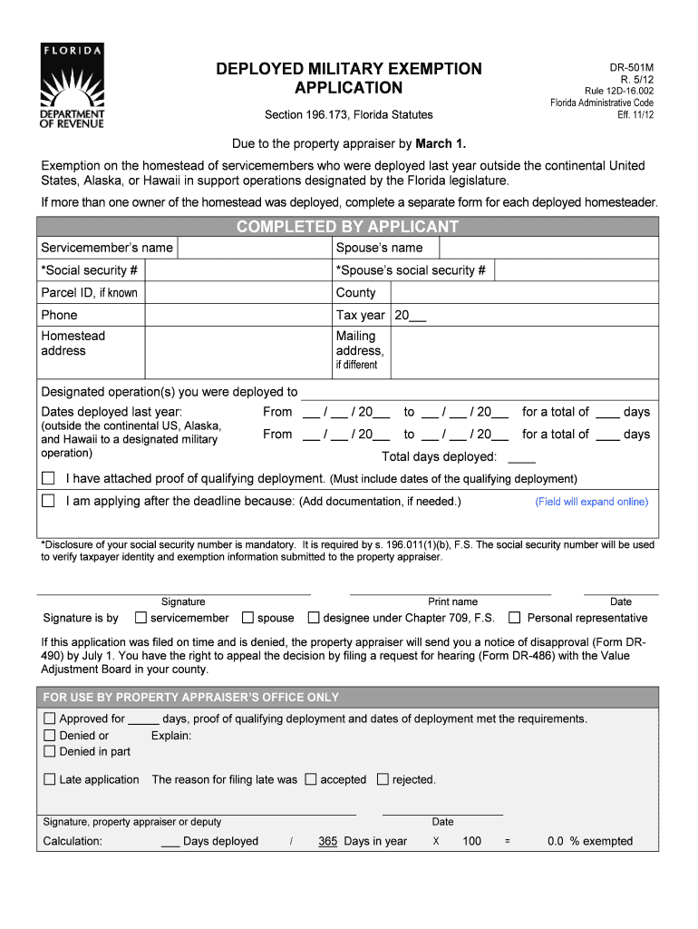Get and Sign DEPLOYED MILITARY EXEMPTION APPLICATION 2017-2022 Form
