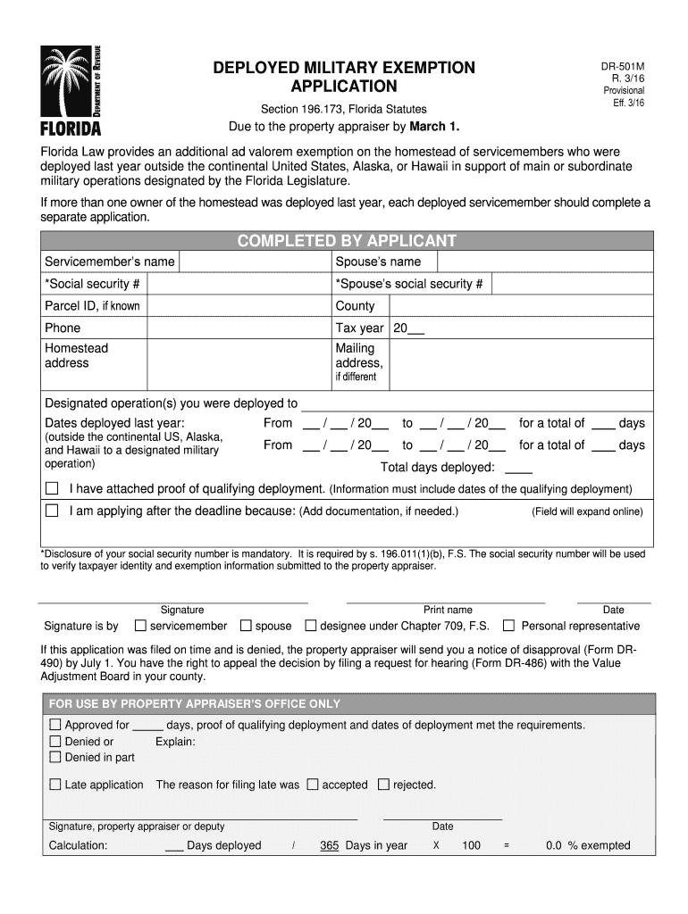  Dr 501m  Form 2016