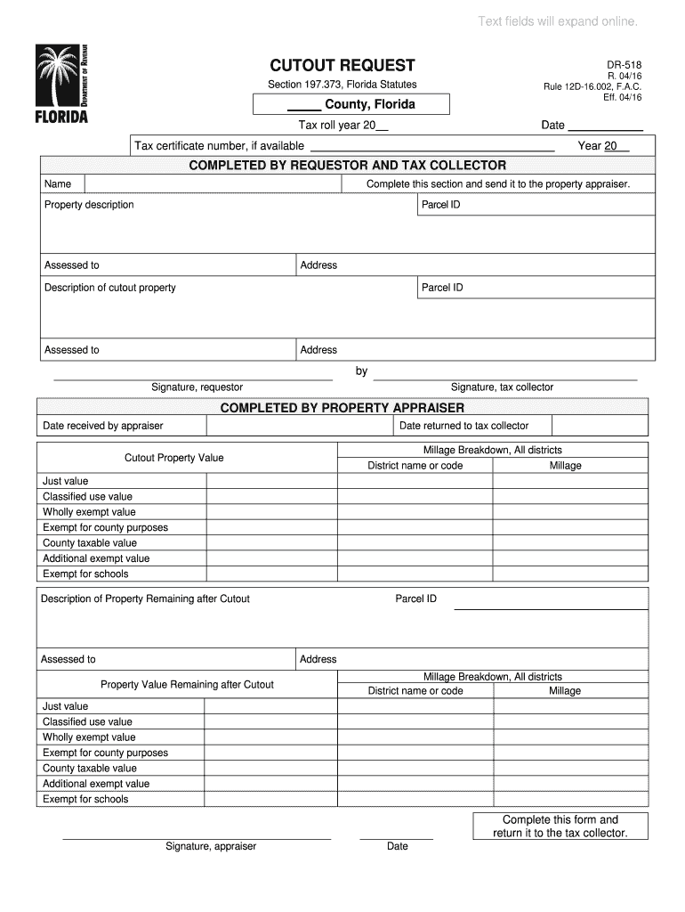  CERTIFICATE of CORRECTION of TAX ROLL Florida Department 2016-2024