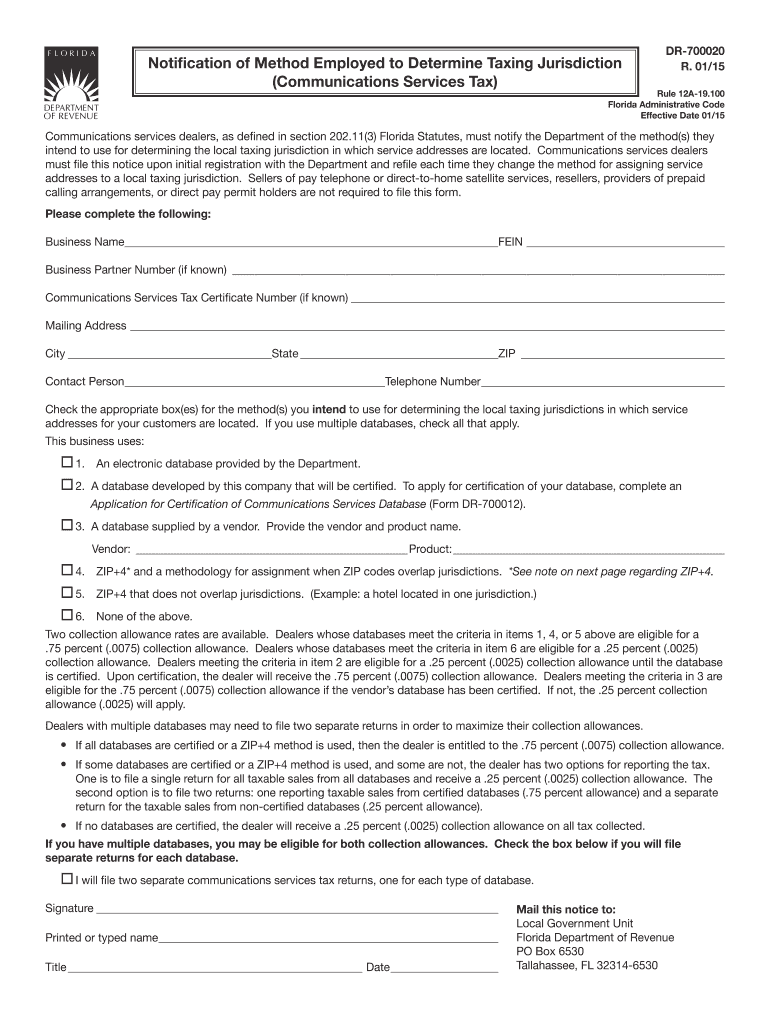 Get and Sign Communications Services Tax Florida Department of Revenue 2015-2022 Form
