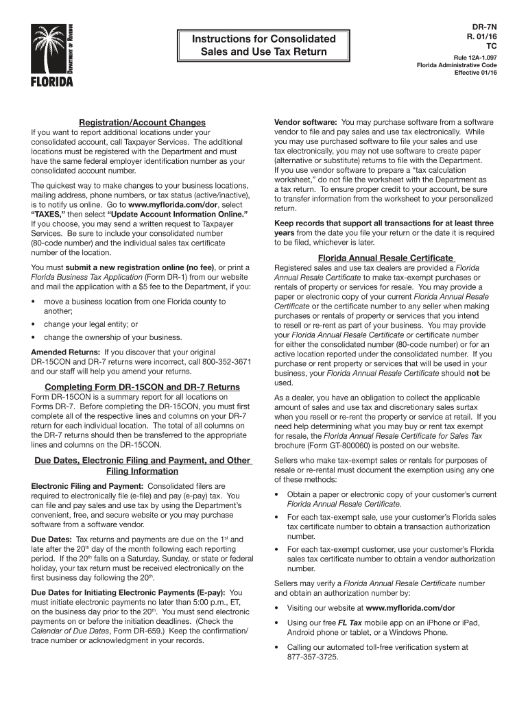  Instructions for Consolidated Sales and Use Tax Return 2016