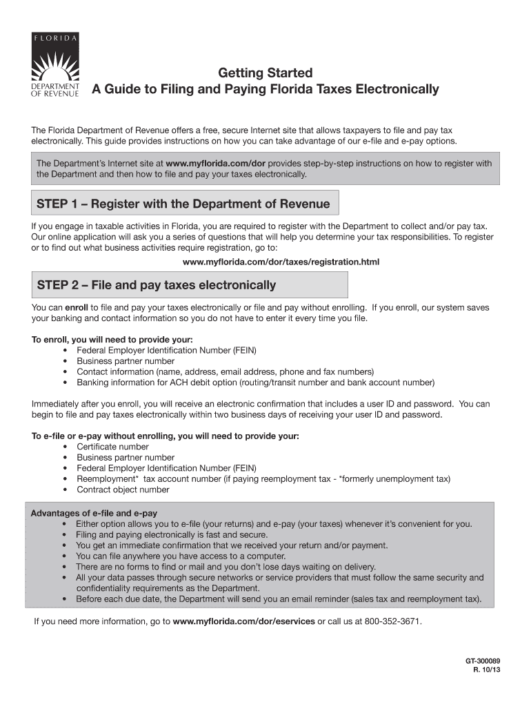 Getting Started a Guide to Filing and Paying Florida FormuPack