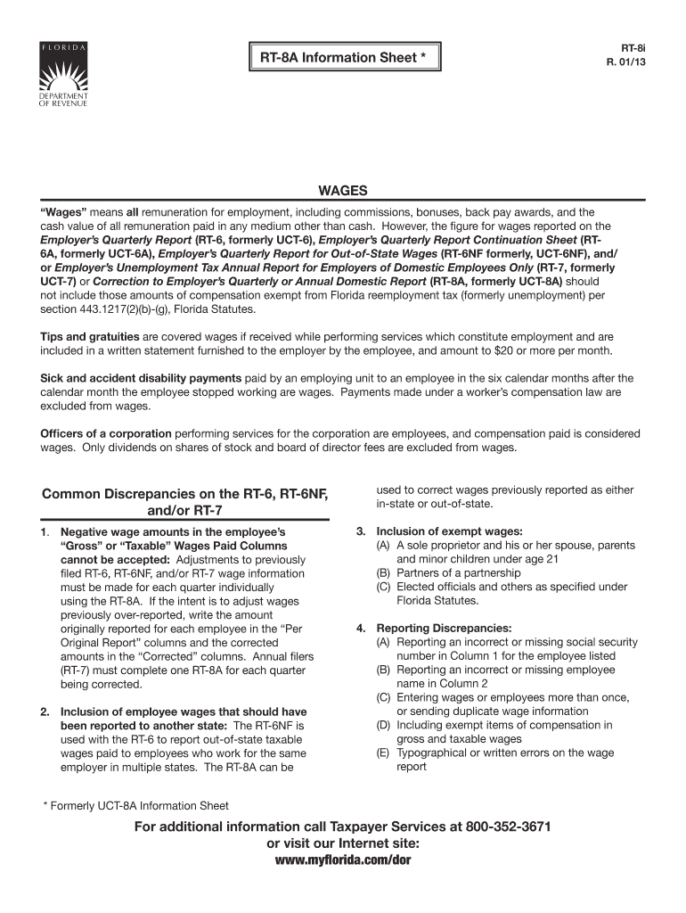  RT 8A Information Sheet * WAGES Common FormuPack 2020-2024