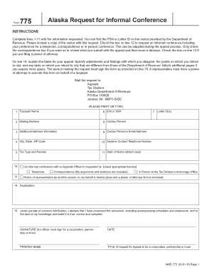 Alaska Request for Informal Conference Tax Division Tax Alaska