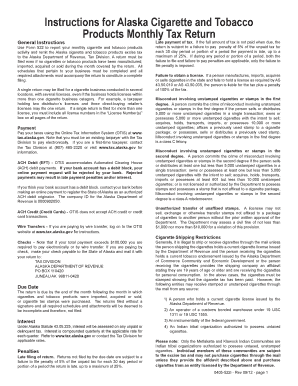 Cigarette and Tobacco Tax Alaska Department of Revenue Tax Tax Alaska  Form