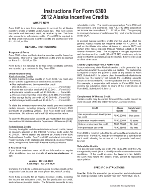  Instructions for Form 63002012 Alaska Incentive CreditsWHATS 2019