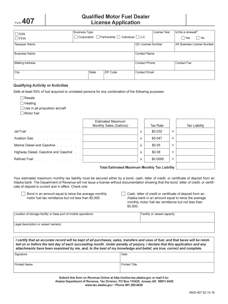 Alaska Form Fuel Application Print