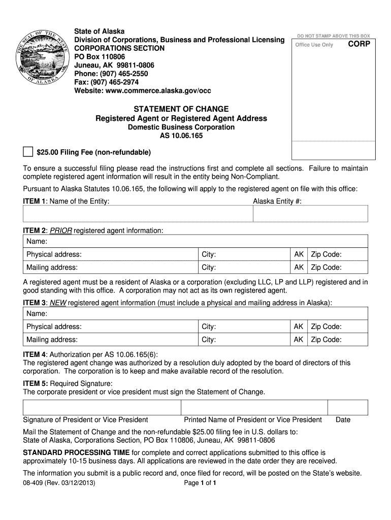  08 409 Statement of Change FORM DOC Commerce Alaska 2013