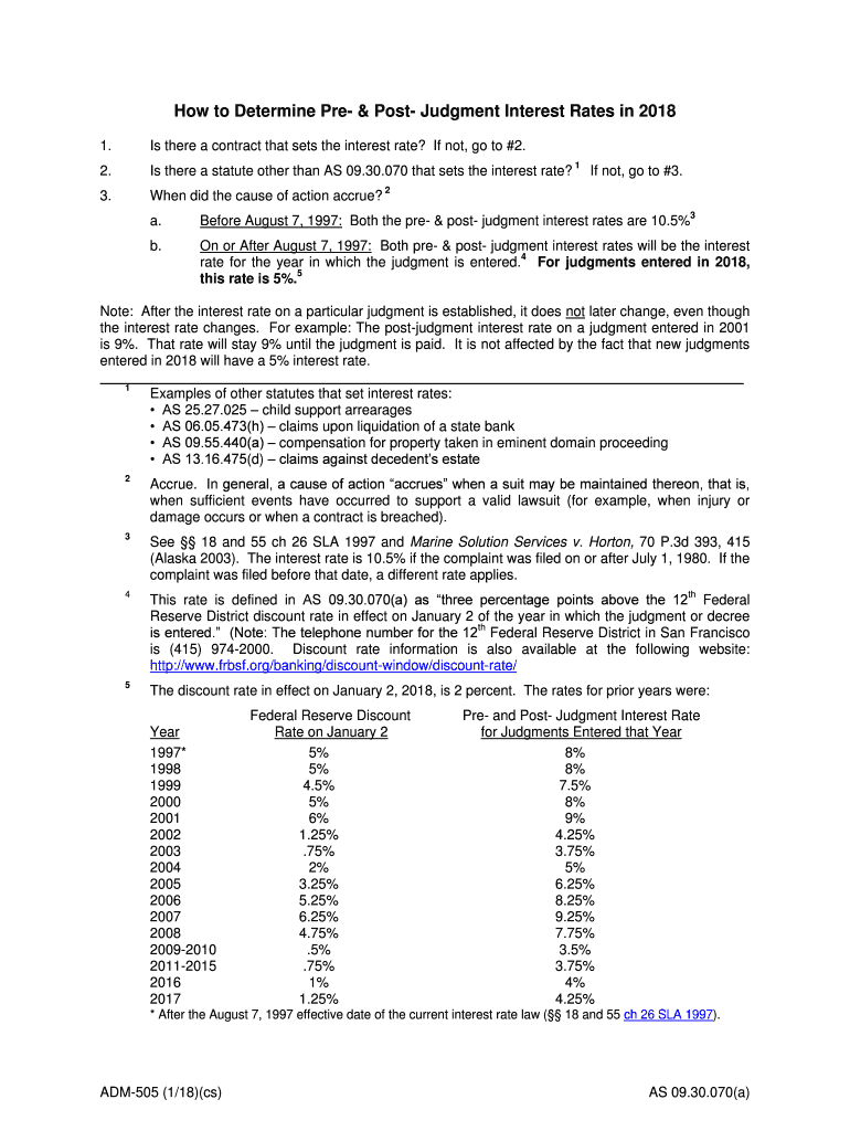 ADM 505 How to Determine Interest Rates Alaska Court Records  Form