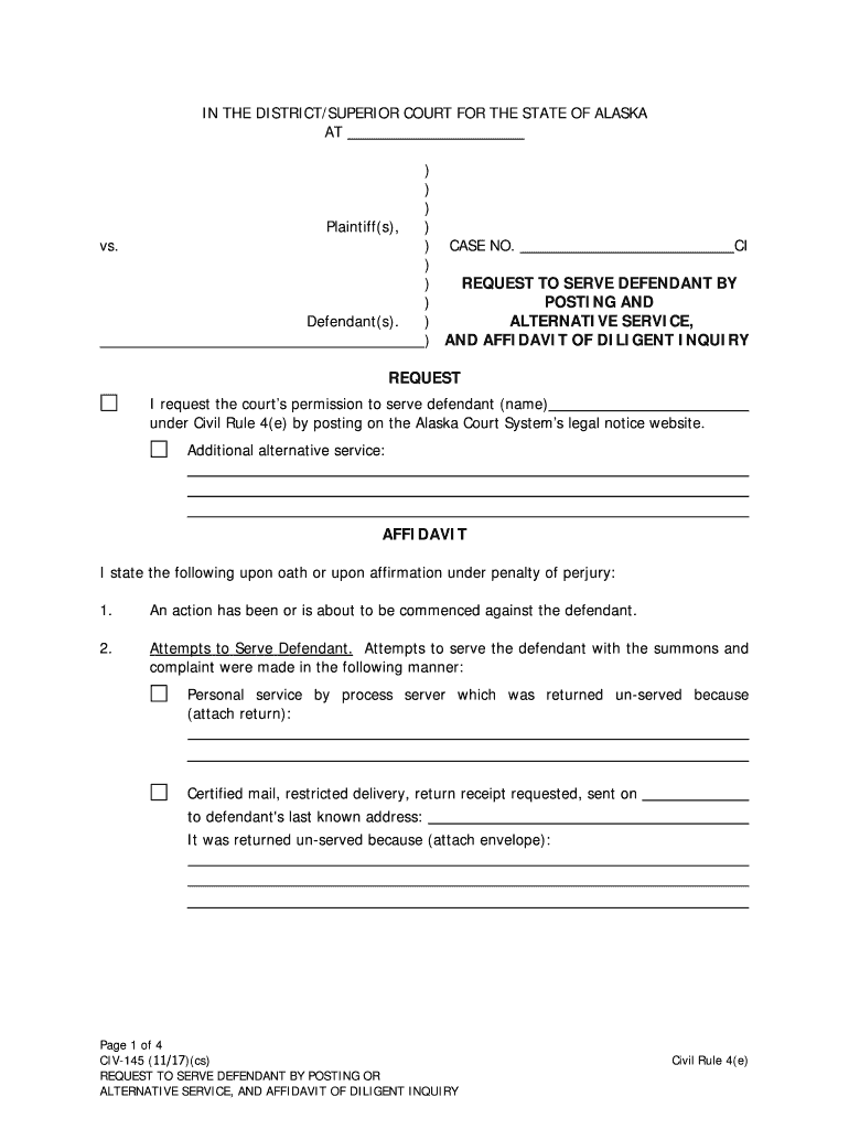  CIV 145 Request to Serve Defendant by    Alaska Court Records 2014