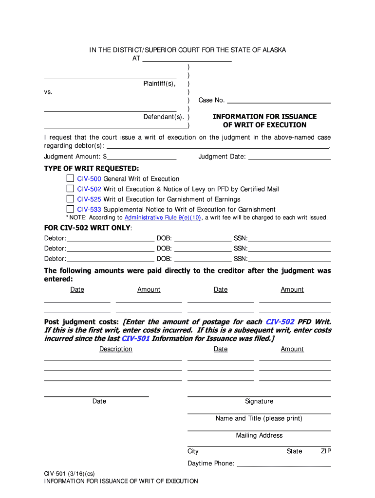 Civ 501 Form