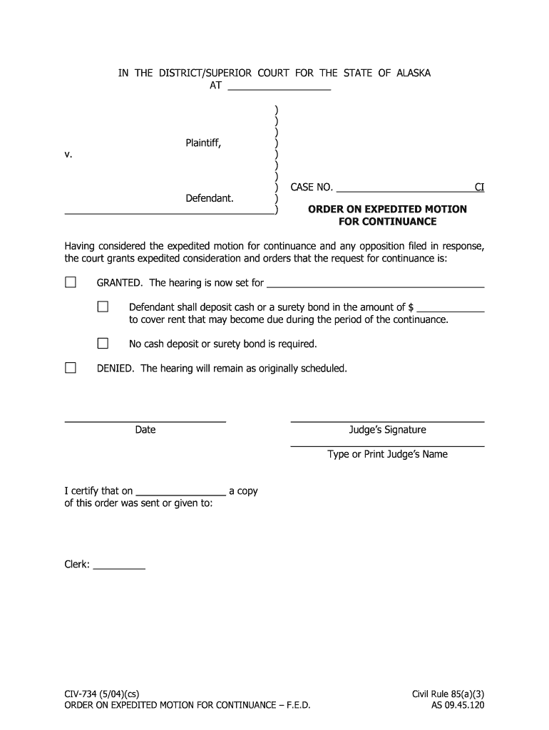 CIV 734 Alaska Court Records State of Alaska  Form