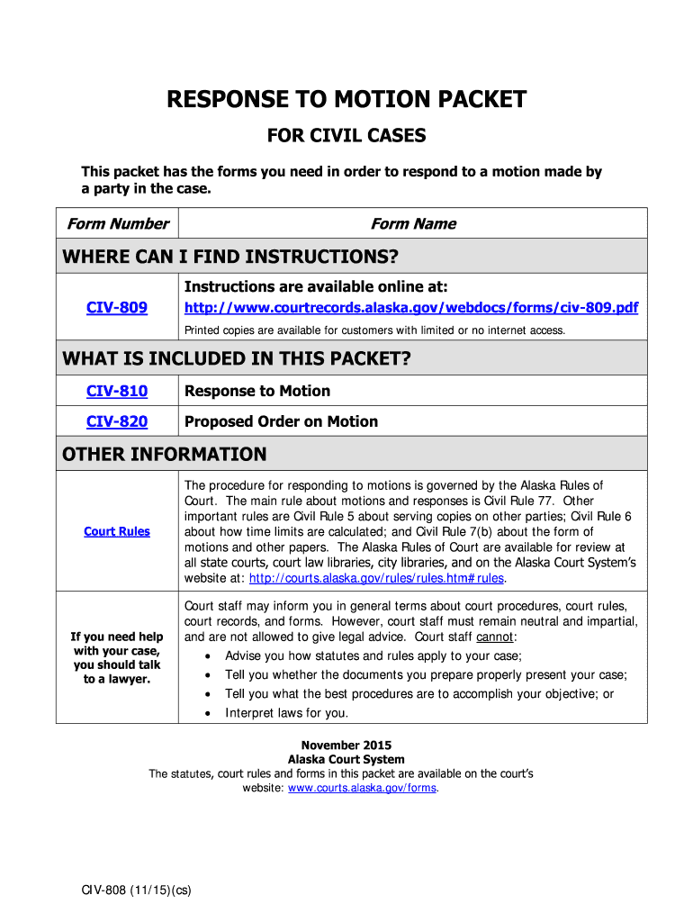 Alaska Civ 808  Form