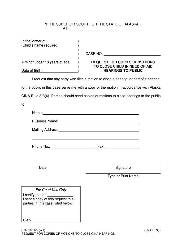 CN 350 Alaska Court Records State of Alaska  Form