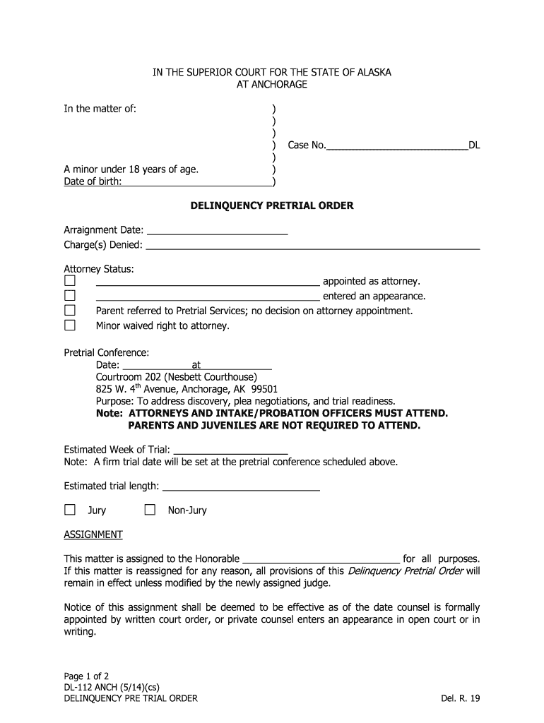 DL 112 ANCH Alaska Court Records State of Alaska  Form