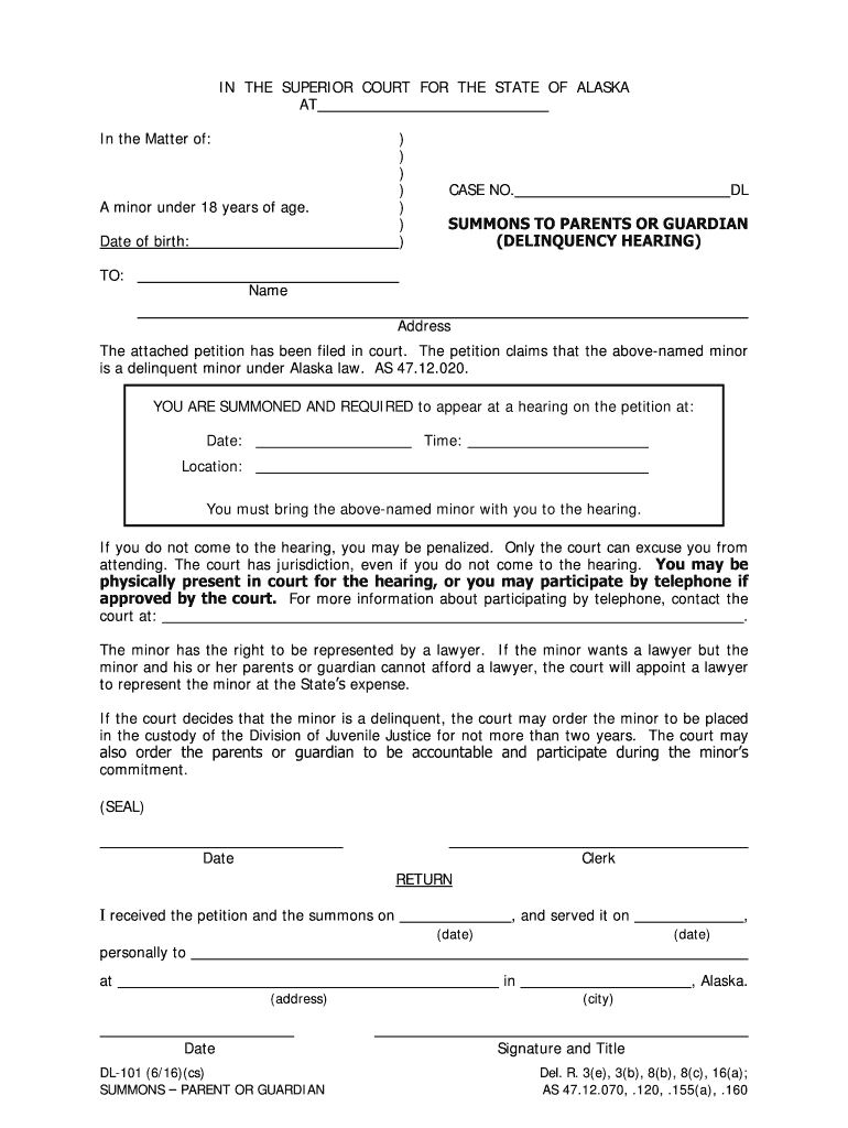 DL 101 Alaska Court Records State of Alaska  Form