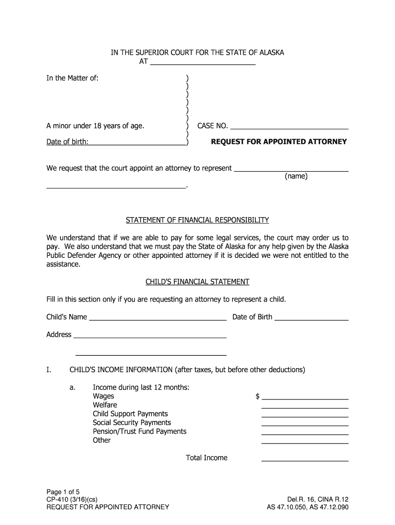 CP 410 Alaska Court Records State of Alaska  Form