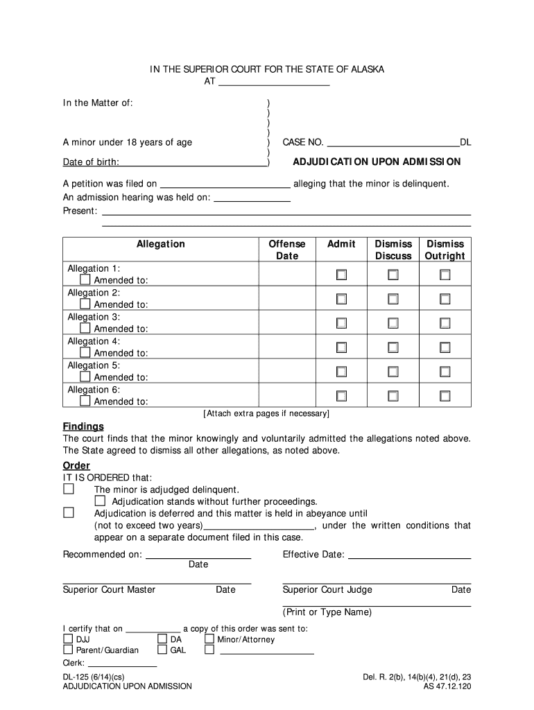 DL 125 Alaska Court Records State of Alaska  Form