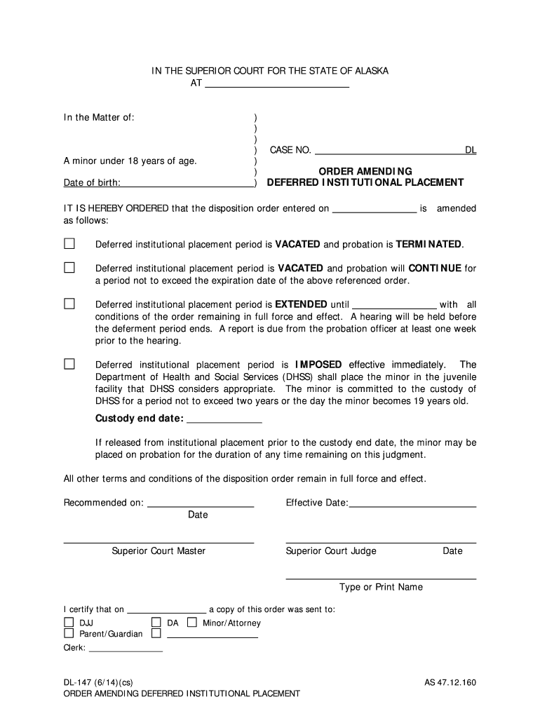DL 147 Alaska Court Records State of Alaska  Form