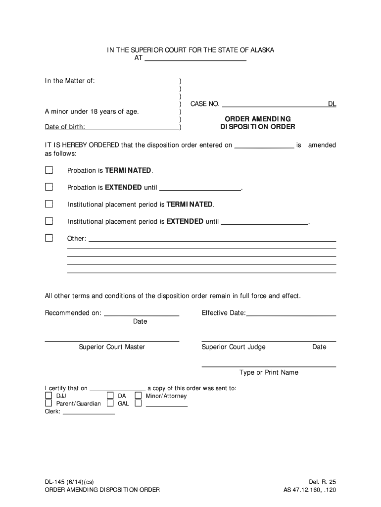 DL 145 Alaska Court Records State of Alaska  Form