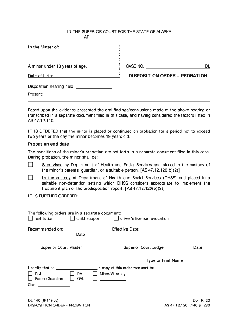 DL 140 Alaska Court Records State of Alaska  Form