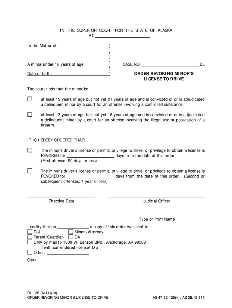 DL 126 Alaska Court Records State of Alaska  Form