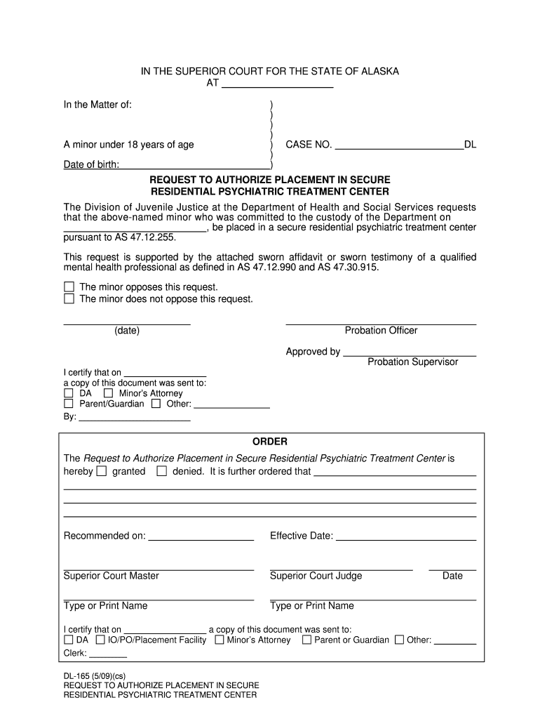DL 165 Alaska Court Records State of Alaska  Form