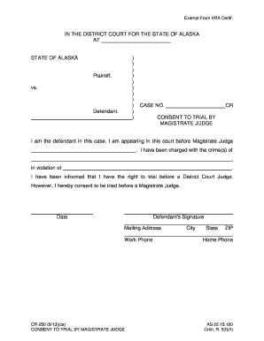 CR 250 Alaska Court Records State of Alaska  Form