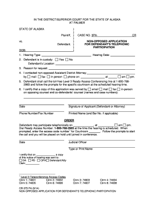 CR 375 PA Non Opposed Application for Defendant's Telephonic Participation 9 14  Form