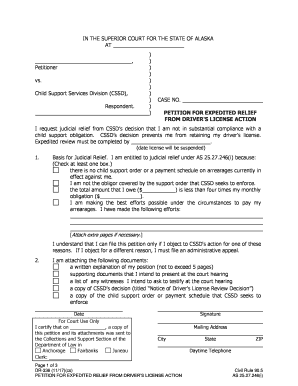 DR 336 Petition for Expedited Relief from Driver's License Action 8 15  Form