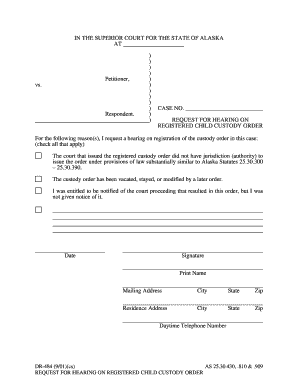 Form DR 484 Alaska Court Records State of Alaska