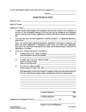 Alaska Trust Form