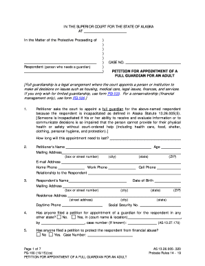 PG 100 Petition for Full Guardianship  Form