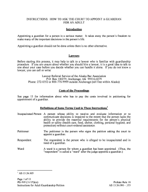 PG 505 Instructions for Adult Guardianship Petition  Form