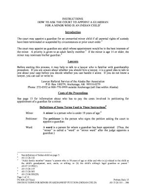 PG 606 Instructions for Minor Guardianship Petition Indian Child 8 15  Form