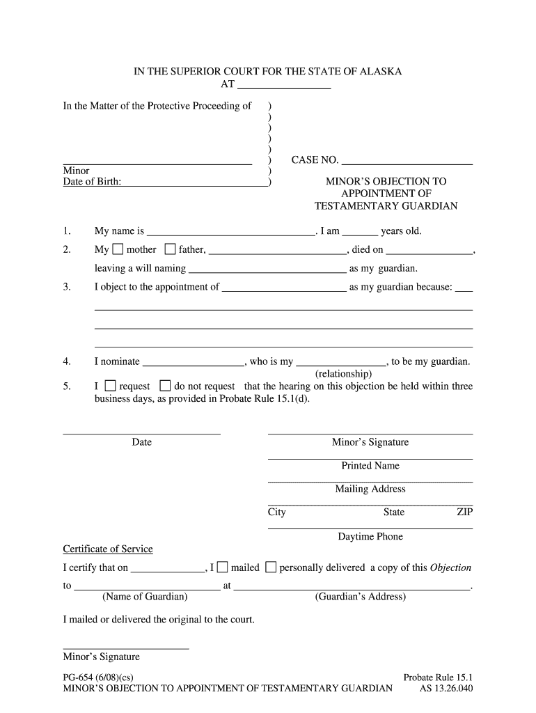 PG 654 Alaska Court Records State of Alaska  Form