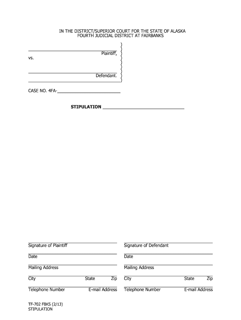 TF 702 FBKS Stipulation 213 PDF Fill in Alaska Court Records  Form