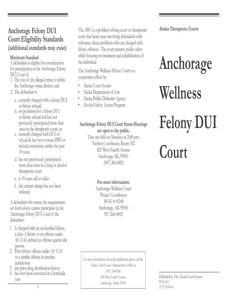 Anchorage Wellness Felony DUI, PUB 110 Alaska Court Records  Form