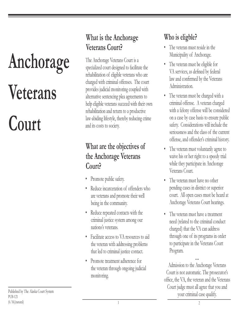 Alaska Anchorage Veterans Court  Form
