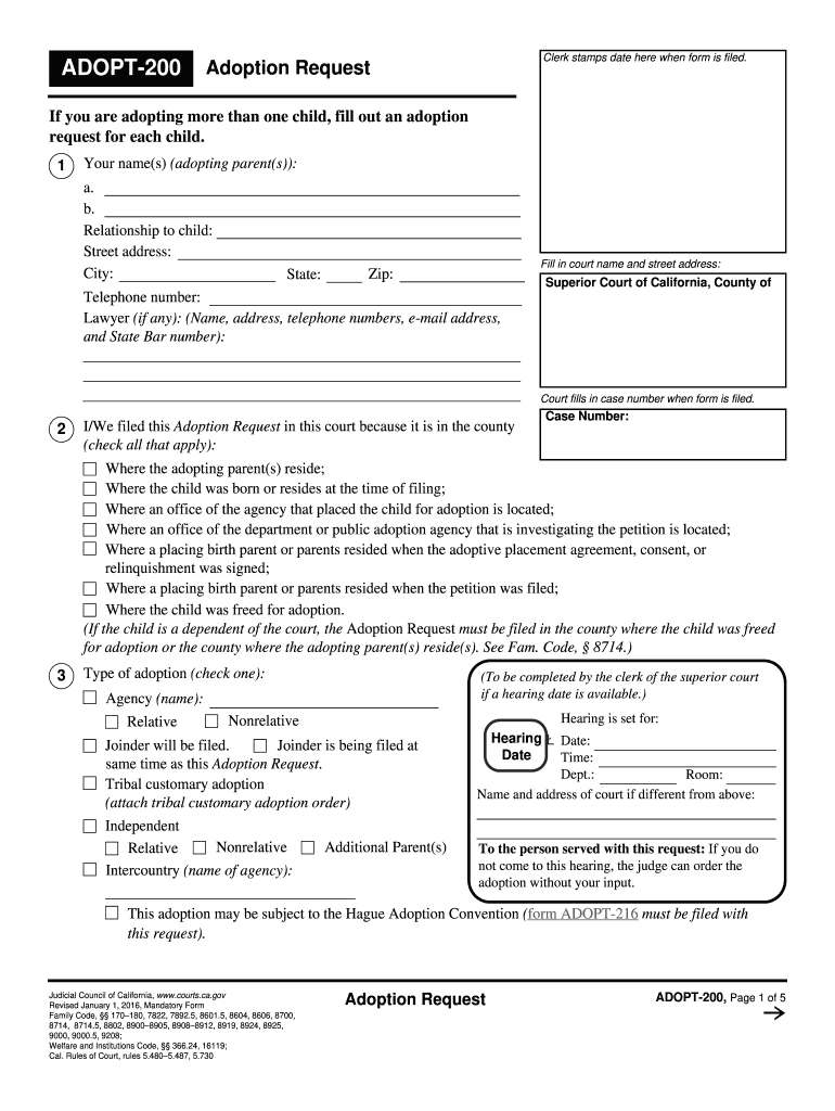  Form Adopt 200 2016