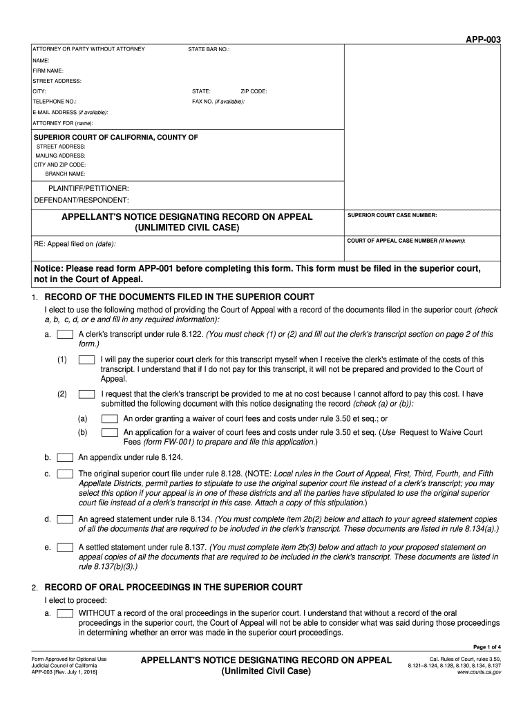  App003 Form 2016