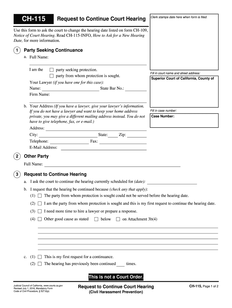 Continue Court  Form