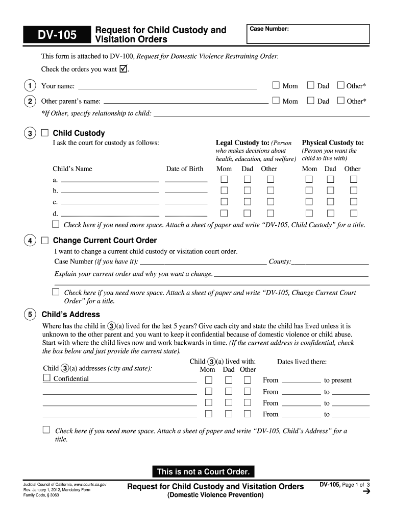 California Dv 105  Form